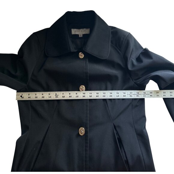 Anne Klein Womens M Black Twist Lock Trench/Raincoat With Collar Classy Stylish - Picture 6 of 10